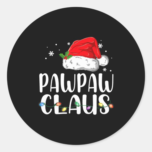 Funny Pawpaw Claus Christmas Pajamas Santa  Runder Aufkleber (Vorderseite)