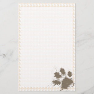 Funny Pawprint; antikes weißes Hahnentrittmuster Briefpapier