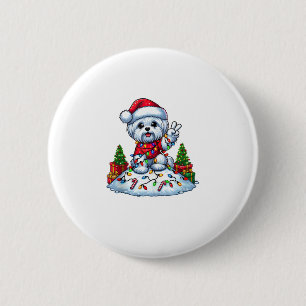 Funny Peace Hand Malteser Weihnachtsleuchten Fraue Button