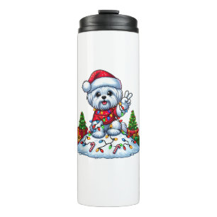 Funny Peace Hand Malteser Weihnachtsleuchten Fraue Thermosbecher