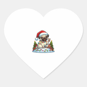 Funny Peace Hand Möpse Weihnachtsleuchten Frauen M Herz-Aufkleber