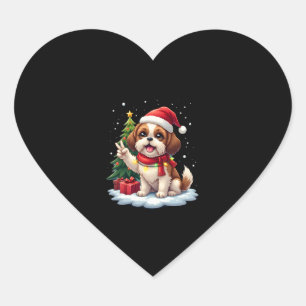 Funny Peace Hand Shih Tzu Christmas Lights Womens Herz-Aufkleber