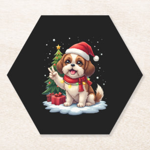 Funny Peace Hand Shih Tzu Christmas Lights Womens Untersetzer