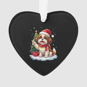 Funny Peace Hand Shih Tzu Noël Lumineuse Femmes