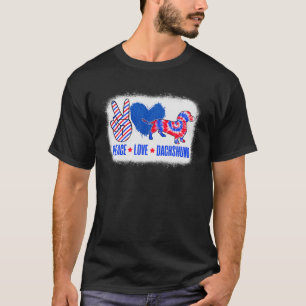 Funny Peace Liebe Dackel Dog USA Flag Gefärbte Kra T-Shirt