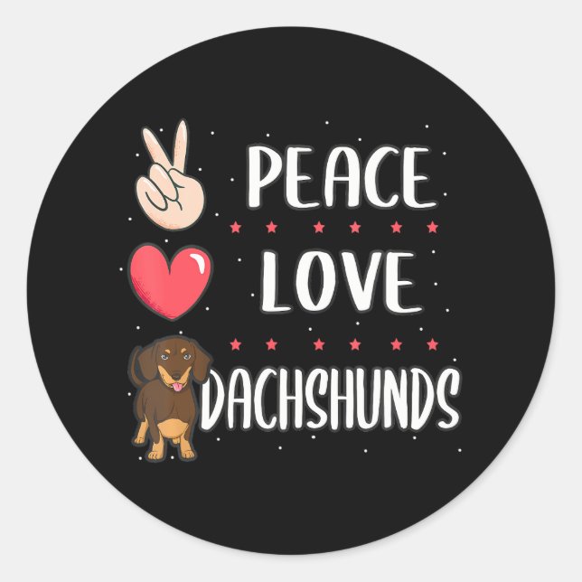 Funny Peace Liebe Dackel Hund Lover Vater Mama Runder Aufkleber (Vorderseite)