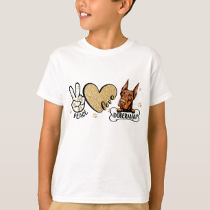 Funny Peace Liebe Doberman Dog Lover T-Shirt