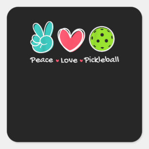 Funny Peace Liebe Pickleball Park/Garten Liebe Pic Quadratischer Aufkleber