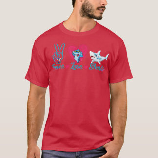 Funny Peace Liebe Shark Shark Lover Geschenk T-Shirt