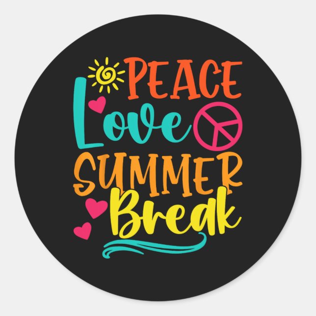 Funny Peace Liebe und Summer Break Vacay Vibes Bea Runder Aufkleber (Vorderseite)