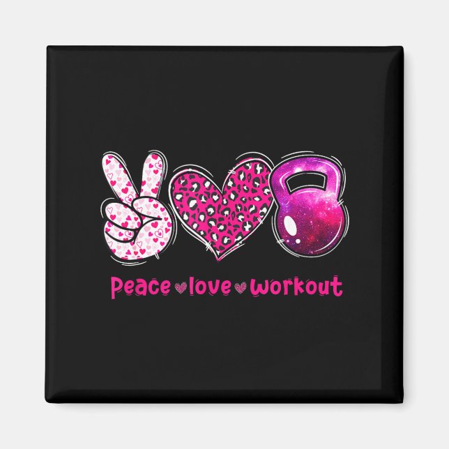 Funny Peace Love Workout Gym Lifting Gymer Valenti Magnet (Vorne)