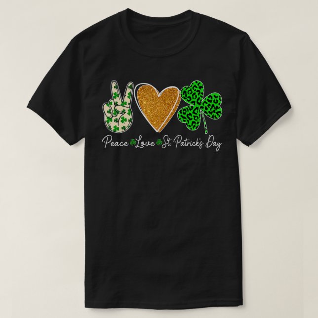 Funny Peace Signer Herzstück Kleeblatt Liebe St Pa T-Shirt (Design vorne)