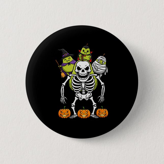 Funny Pear Skeleton Mummy Witch Halloween Kids Men Button (Vorderseite)