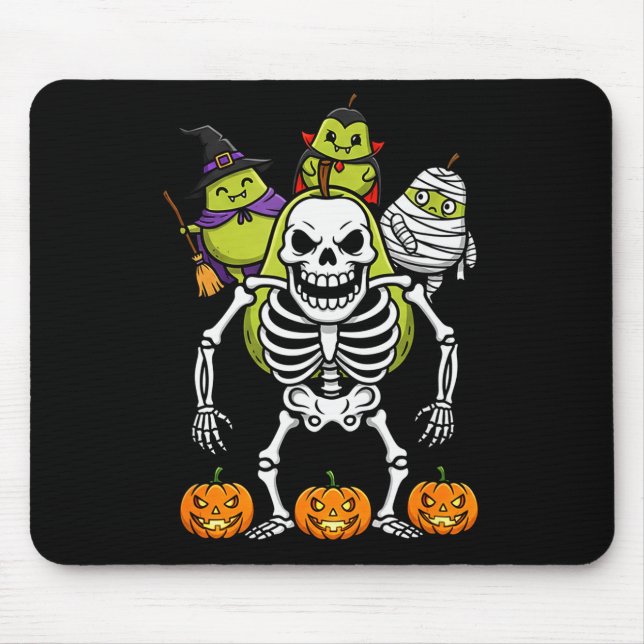 Funny Pear Skeleton Mummy Witch Halloween Kids Men Mousepad (Vorne)