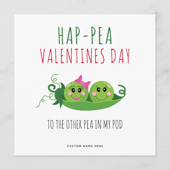 Funny Peas Valentines Jour Carte romantique (Devant)