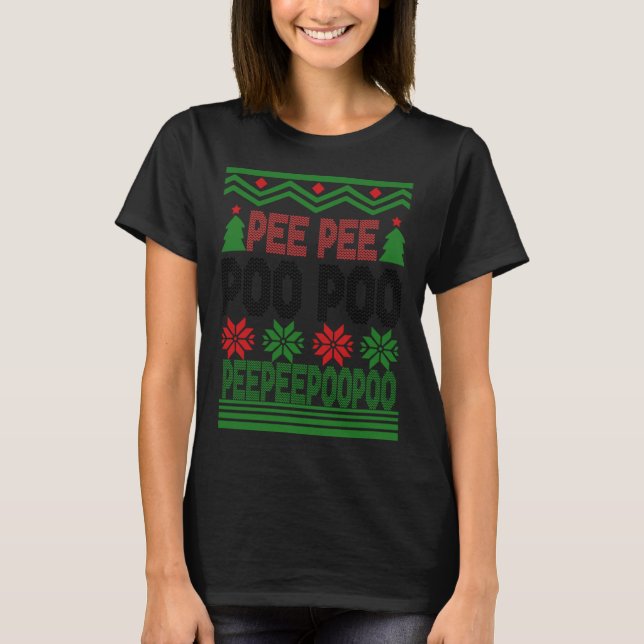 Funny Pee Poo Poo Ugly Christmas Sweater Sweater S T-Shirt (Vorderseite)