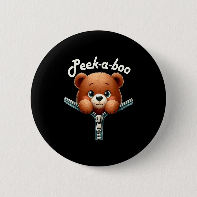 Funny - Peek-a-boo - Bear  Button (Vorderseite)