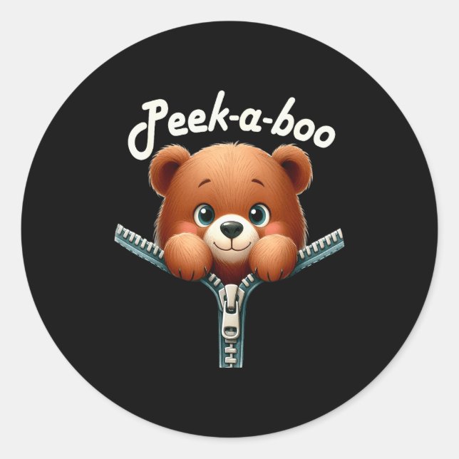 Funny - Peek-a-boo - Bear  Runder Aufkleber (Vorderseite)