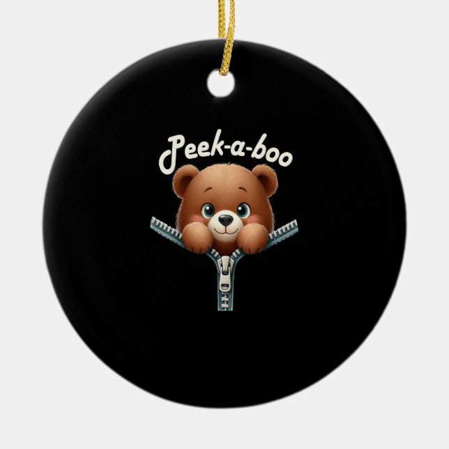 Funny - Peekabo - Bär Keramik Ornament (Vorne)
