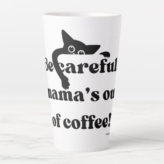 Funny Peekaboo Black Cat Latte Tasse - Niedlicher  (Vorderseite)
