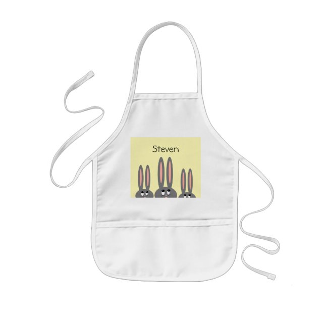 Funny Peeping Easter Bunnies Yellow Custom Name Kinderschürze (Vorne)