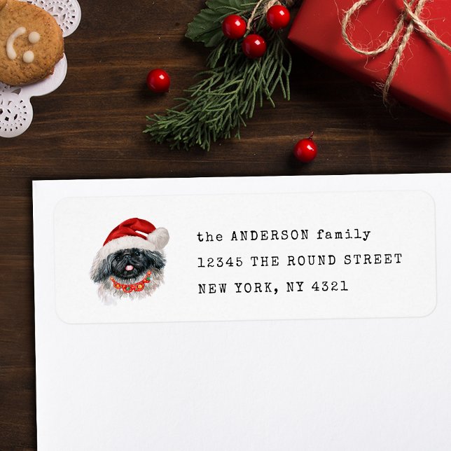 Funny Pekingese Christmas Dog Rücksendeadresse (Von Creator hochgeladen)