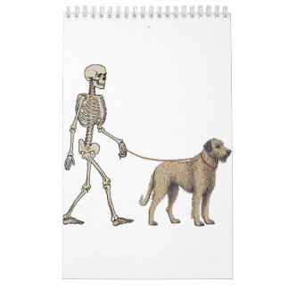 Funny Pekingese Skeleton Dog Walking Halloween Hun Kalender