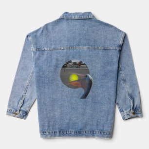 Funny Pelican Catches Tennis Ball, Denim Jacket Jeansjacke