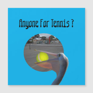 Funny Pelican Tennis Player, Magnetkarte