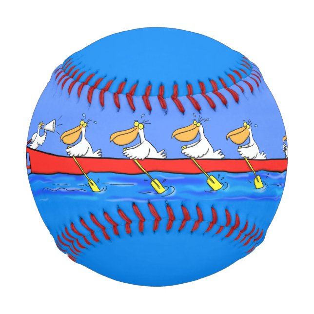 Funny pelicans ruderender Cartoon Baseball (Vorderseite)