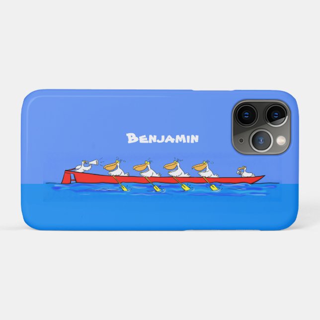 Funny pelicans ruderender Cartoon Case-Mate iPhone Hülle (Rückseite (Horizontal))