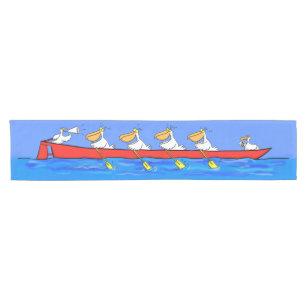 Funny pelicans ruderender Cartoon Kurzer Tischläufer