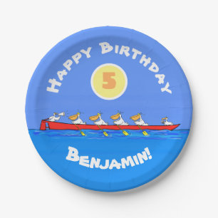 Funny pelicans ruderender Cartoon Pappteller