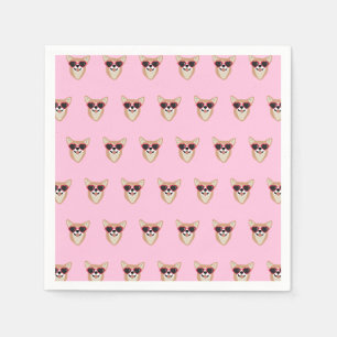 Funny Pembroke Welsh Corgi Pattern Pink Serviette