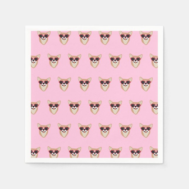 Funny Pembroke Welsh Corgi Pattern Pink Serviette (Vorderseite)