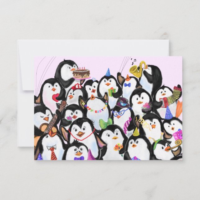 Funny Penguin Birthday Card (Rückseite)