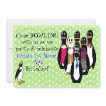 Funny Penguin Bowling Birthday Party Personalisier