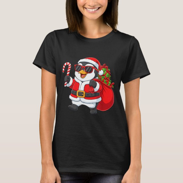 Funny Penguin Christmas Santa Outfit Xmas Boys Gir T-Shirt (Vorderseite)