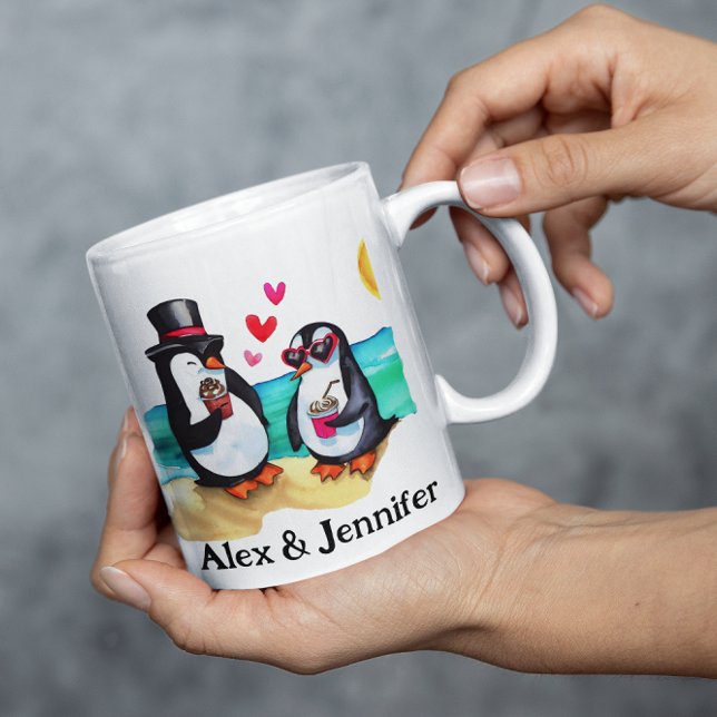 Funny Penguin Couple Names Personalized Kaffeetasse (Funny Couples Mugs
)
