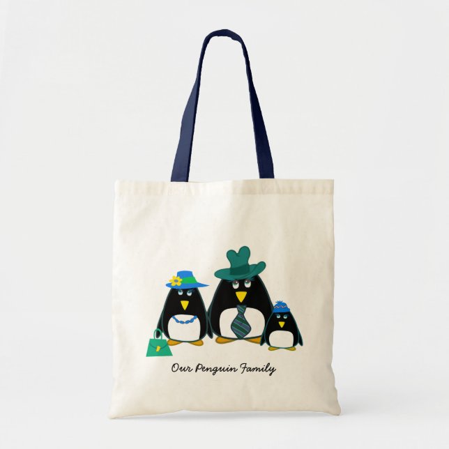 Funny Penguin Familie von 3 Geschenken Tragetasche (Vorne)