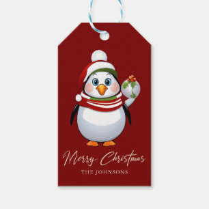 Funny Penguin Frohe Weihnachten Personalisiert Geschenkanhänger
