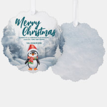 Funny Penguin Merry Xmas Baum Schnee Urlaub