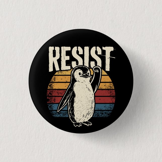 Funny Penguin Resist Cool Penguins Residenz Button (Vorderseite)