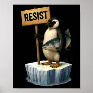 Funny Penguin Resist Cool Penguins Residenz Poster