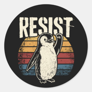 Funny Penguin Resist Cool Penguins Residenz Runder Aufkleber