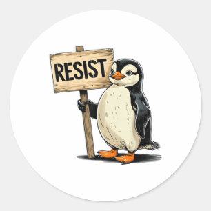 Funny Penguin Resist Cool Penguins Residenz Runder Aufkleber
