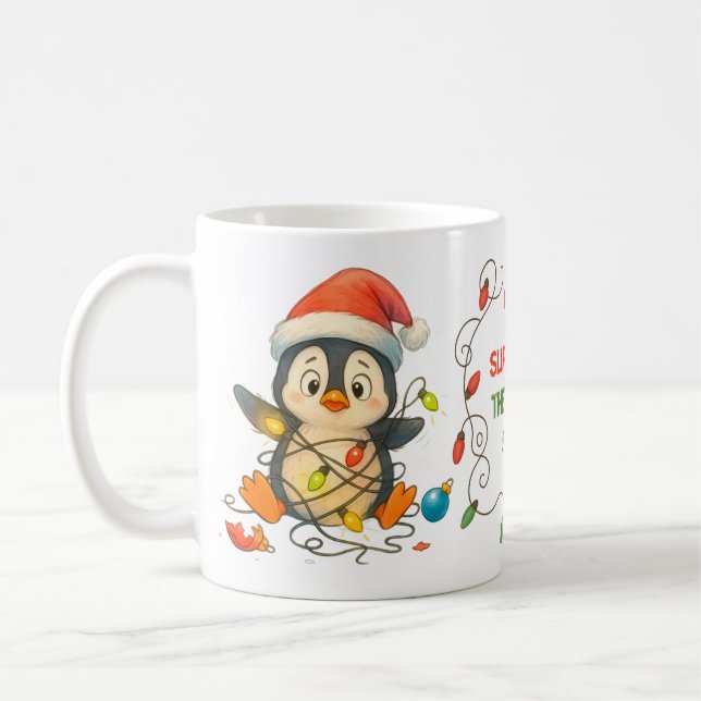 Funny Penguin Stuck in Lights Mug Kaffeetasse (Links)