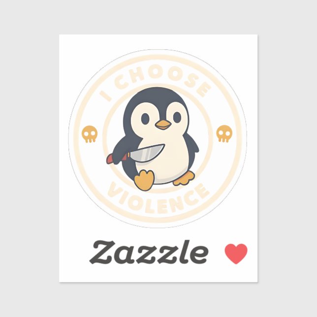 Funny Penguin With Knife I Choose Violence Meme Aufkleber (Blatt)