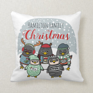 Funny Penguins   Custom Winter Christmas Kissen