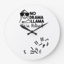 Funny Pension Clock No Drama Llama Personalisiert